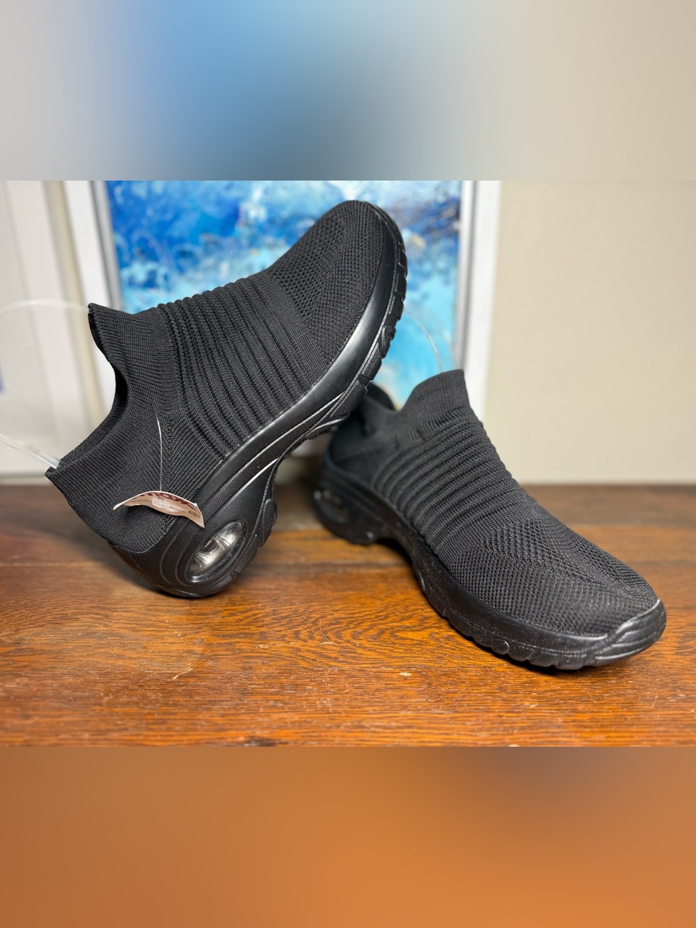 Cushionaire Women's Slip-On Knit Sneaker - Black Comfort Foam
